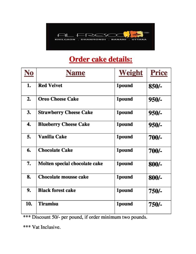 cake price